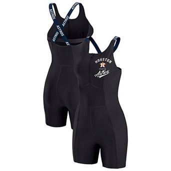 Women's WEAR by Erin Andrews Black Houston Astros Bodycon Quarter-Zip Romper