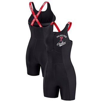 Women's WEAR by Erin Andrews Black Philadelphia Phillies Bodycon Quarter-Zip Romper