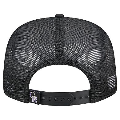 Men's New Era Black Colorado Rockies Retro Satin Script Golfer Adjustable Hat