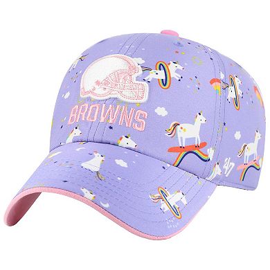 Girls Preschool '47 Lavender Cleveland Browns Unicorn Clean Up Adjustable Hat