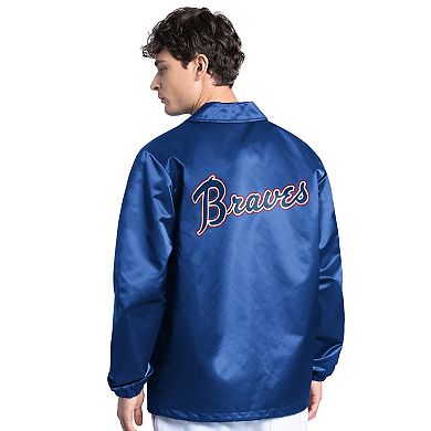 Men's Starter Royal Atlanta Braves Cooperstown Collection Point Man Full-Snap Coaches Jacket