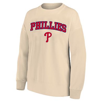 Women's Profile Oatmeal Philadelphia Phillies Plus Size French Terry Pullover Sweatshirt
