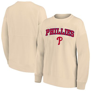 Women's Profile Oatmeal Philadelphia Phillies Plus Size French Terry Pullover Sweatshirt