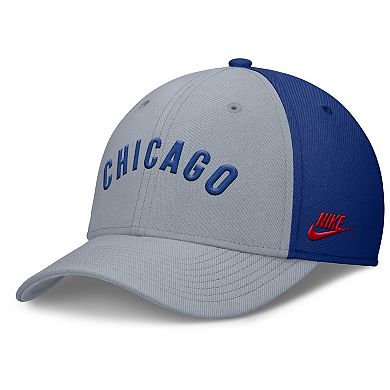 Men's Nike Gray/Royal Chicago Cubs Rise Swoosh Performance Flex Hat