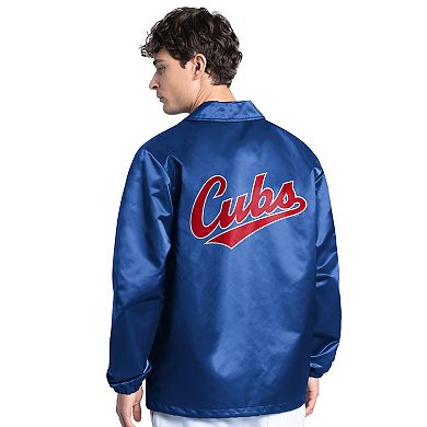 Men's Starter Royal Chicago Cubs Cooperstown Collection Point Man Full-Snap Coaches Jacket