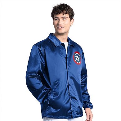 Men's Starter Royal Chicago Cubs Cooperstown Collection Point Man Full-Snap Coaches Jacket