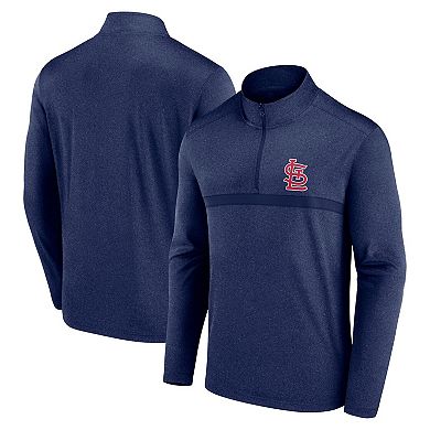 Men's Fanatics Heather Navy St. Louis Cardinals Head-to-Head Quarter-Zip Pullover