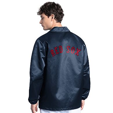 Men's Starter Navy Boston Red Sox Cooperstown Collection Point Man Full-Snap Coaches Jacket