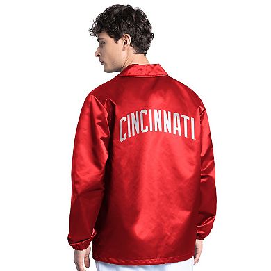 Men's Starter Red Cincinnati Reds Cooperstown Collection Point Man Full-Snap Coaches Jacket