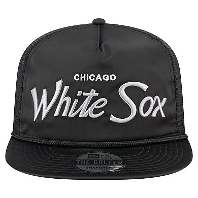 Men's New Era Black Chicago White Sox Retro Satin Script Golfer Adjustable Hat