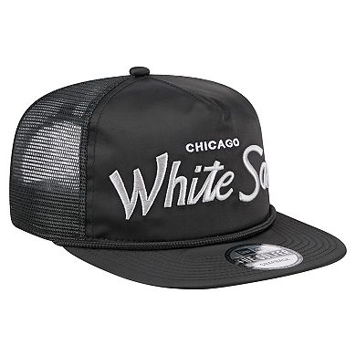 Men's New Era Black Chicago White Sox Retro Satin Script Golfer Adjustable Hat