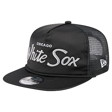 Men's New Era Black Chicago White Sox Retro Satin Script Golfer Adjustable Hat