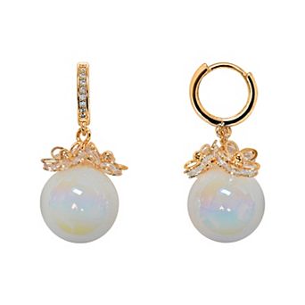 Vieste Gold Tone Polished Simulated Pearl Drop Earrings