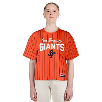 Women's New Era Orange San Francisco Giants 2025 City Connect Boxy Pinstripe T-Shirt