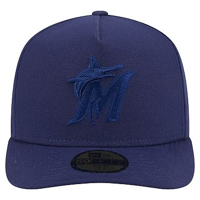 Men's New Era Navy Miami Marlins Color Pack A-Frame 59FIFTY Fitted Hat