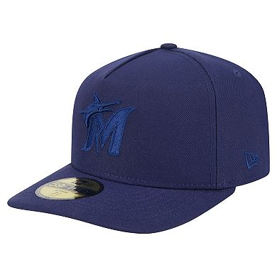 Men's New Era Navy Miami Marlins Color Pack A-Frame 59FIFTY Fitted Hat