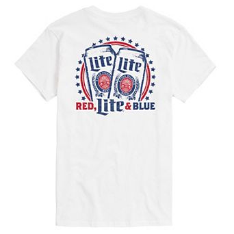 Big & Tall Miller Lite Red Lite And Blue Graphic Tee