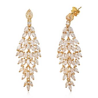 Vieste Gold Tone Cubic Zirconia Chandelier Earrings