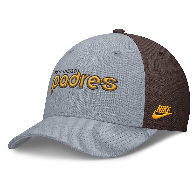 Men's Nike Gray/Brown San Diego Padres Rise Swoosh Performance Flex Hat, 