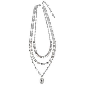 Vieste Simulated Crystal Multi-Row Statement Necklace
