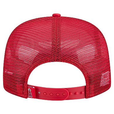 Men's New Era Red Los Angeles Angels Retro Satin Script Golfer Adjustable Hat