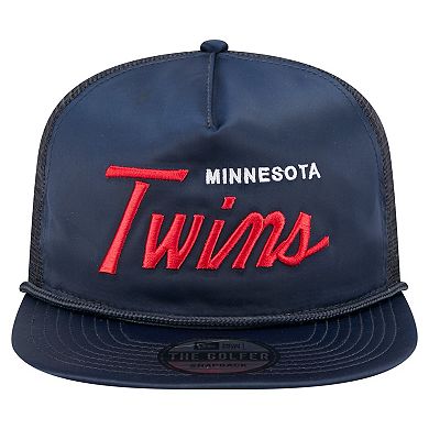 Men's New Era Navy Minnesota Twins Retro Satin Script Golfer Adjustable Hat