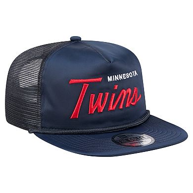 Men's New Era Navy Minnesota Twins Retro Satin Script Golfer Adjustable Hat