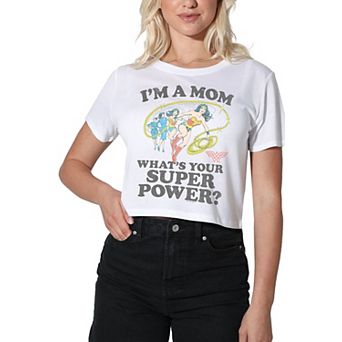 Women's Mom Super Power Crop Graphic Tee