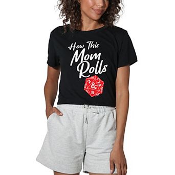 Women's Dungeons Dragons Mom Rolls Crop Tee