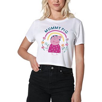 Women's Peppa Pig Mummy Pig Floral Crop Tee