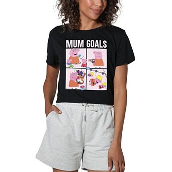 Women's Peppa Pig Mummy Pig Mum Goals Crop Tee