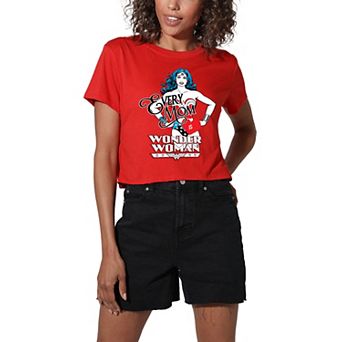 Women's Wonder Woman For Every Mom Crop Tee