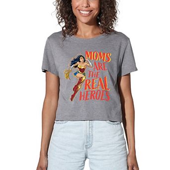 Women's Wonder Woman Moms Are The Real Heroes Crop Tee