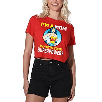 Women's Wonder Woman Mom Superpower Crop Tee