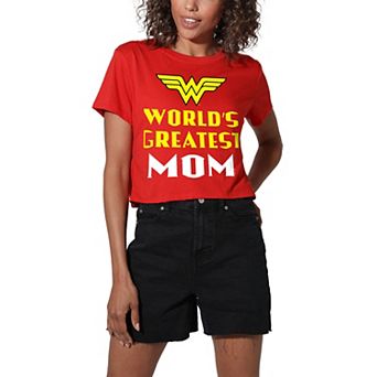 Women's Wonder Woman World's Greatest Mom Crop Tee