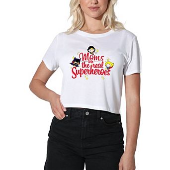 Women's Justice League Moms Superheroes Crop Tee