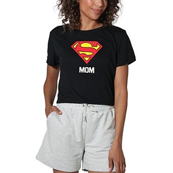 Women's Superman Super Mom Mothers Day Crop Tee