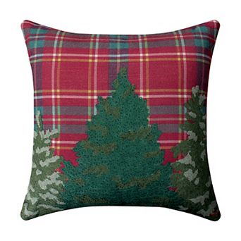 St. Nicholas Square® Plaid Embroidered Trees Throw Pillow