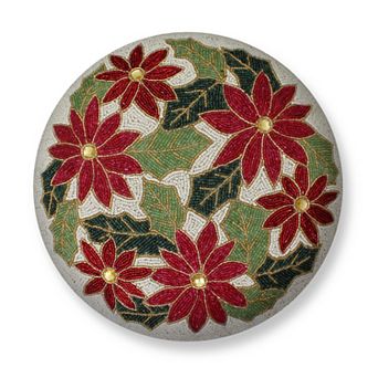 St. Nicholas Square® Poinsettia Beaded Round Throw Pillow