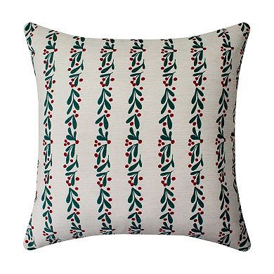 St. Nicholas Square® Mistletoe Design Faux Linen Throw Pillow