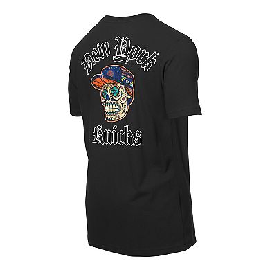 Men's New Era Black New York Knicks Sugar Skulls T-Shirt