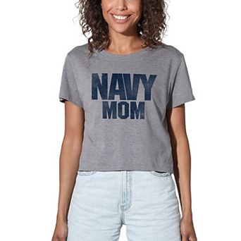 Women's Navy Mom Crop Tee