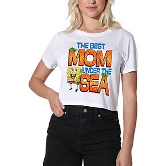 Women's Spongebob Best Mom Under The Sea Graphic Crop Tee