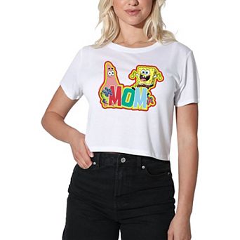 Women's Spongebob Graphic Mom Crop Tee