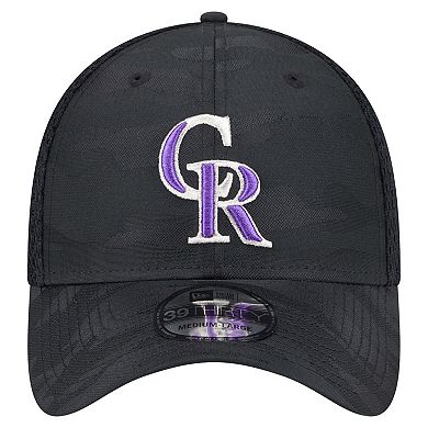 Youth New Era Black Colorado Rockies Camo 39THIRTY Flex Hat