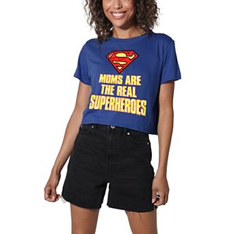 Women's Superman Moms Are The Real Superheroes Crop Tee