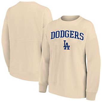 Women's Profile Oatmeal Los Angeles Dodgers Plus Size French Terry Pullover Sweatshirt