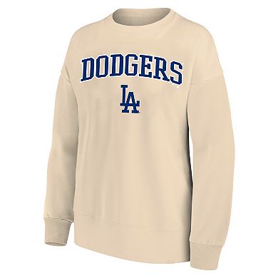 Women's Profile Oatmeal Los Angeles Dodgers Plus Size French Terry Pullover Sweatshirt