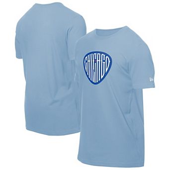 Men's New Era Light Blue Chicago Cubs Guitar Pick T-Shirt