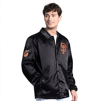 Men's Starter Black San Francisco Giants Cooperstown Collection Point Man Full-Snap Coaches Jacket
